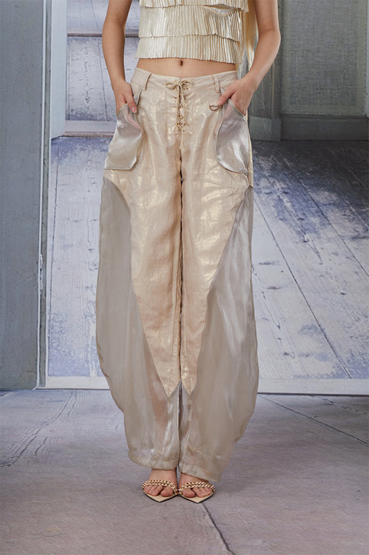 Dotyears23ss organza wide-leg trousers